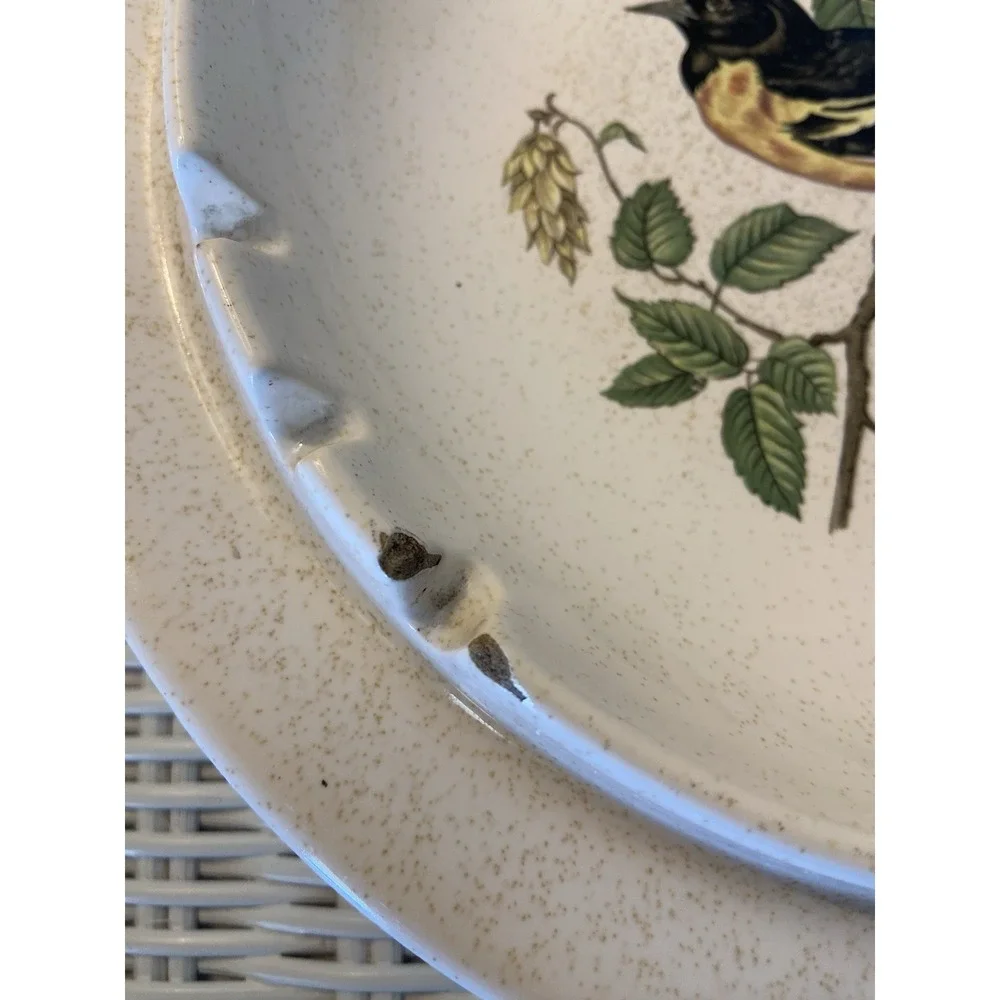 Vintage VTG Hyalyn Pottery Ashtray Black Bird‎ With Yellow Made USA Mid Century